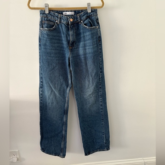 Zara Blue Straight Leg Jeans - Picture 1 of 2